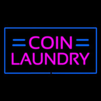 Coin Laundry With Blue Border Neon Sign