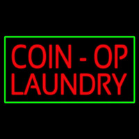 Coin Op Laundry Green Border Neon Sign