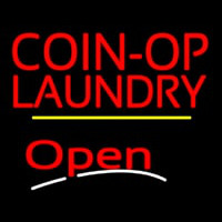 Coin Op Laundry Open Yellow Line Neon Sign
