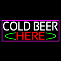 Cold Beer Here With Pink Border Neon Sign