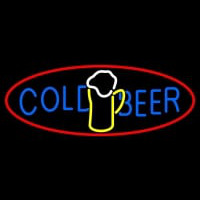 Cold Beer With Mug In Between Neon Sign
