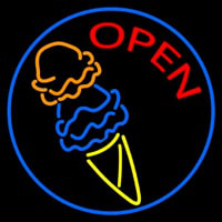 Cone Ice Cream Open Neon Sign