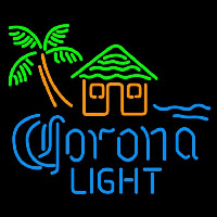 Corona Light Tiki Hut w Palm Tree Beer Sign Neon Sign