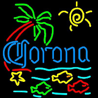 Corona Tropical Fish w Palm Tree Beer Sign Neon Sign