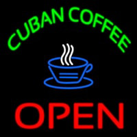 Cuban Coffee Red Open Logo Neon Sign