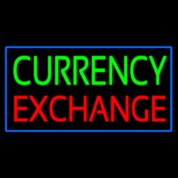 Currency E change Blue Border Neon Sign