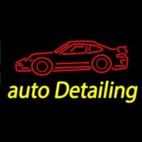 Cursive Auto Detailing With Car Logo 1 Neon Sign