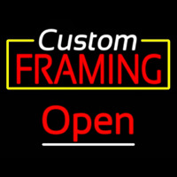 Custom Framing Yellow Border Open Neon Sign