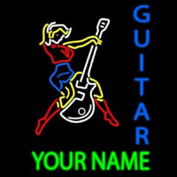 Custom Guitar Logo And Blue Guitar Neon Sign