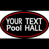 Custom Pool Hall Oval With Red Border Neon Sign