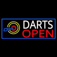 Dart Board Open With Blue Border Neon Sign