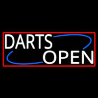 Darts Open With Red Border Neon Sign