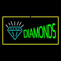 Diamonds Logo Yellow Rectangle Neon Sign