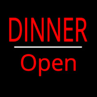 Dinner Open White Line Neon Sign