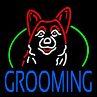 Dog Blue Grooming Neon Sign