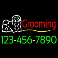 Dog Logo Grooming Phone Number Neon Sign