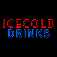 Double Stroke Ice Cold Drinks Neon Sign