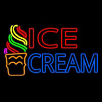 Double Stroke Ice Cream Cone Neon Sign