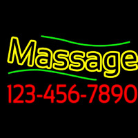 Double Stroke Massage With Phone Number Neon Sign