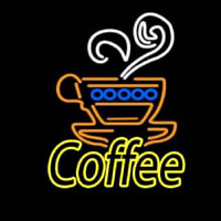 Double Stroke Yellow Coffee Neon Sign