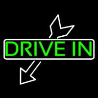 Drive In With Arrow Neon Sign