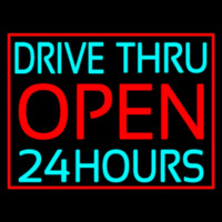 Drive Thru Red Open 24 Hours Neon Sign