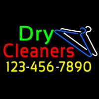 Dry Cleaners With Phone Number Logo Neon Sign