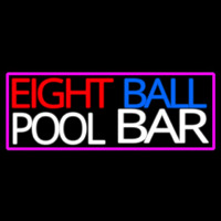 Eight Ball Pool Bar With Pink Border Neon Sign