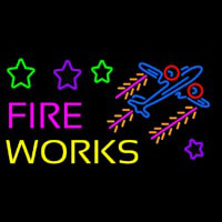 Fire Work Cartoon Logo 2 Neon Sign