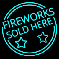 Fireworks Sold Here Circle Neon Sign