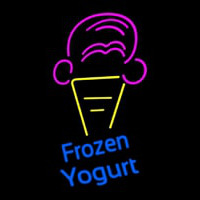 Frozen Yogurt Blue Ltrs With Cone Logo Neon Sign
