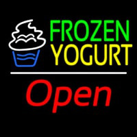 Frozen Yogurt Open White Line Neon Sign
