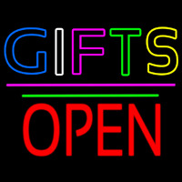 Gifts Block Open Pink Line Neon Sign