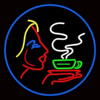 Girl Logo With Hot Coffee Neon Sign