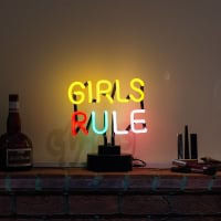 Girls Rule Desktop Neon Sign