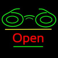 Glasses Logo Open Yellow Line Neon Sign