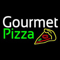 Gourmet Pizza With Pizza Neon Sign