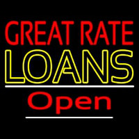 Great Rate Loans Open Neon Sign