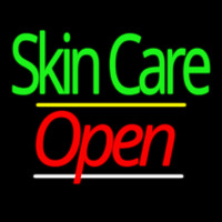 Green Block Skin Care Yellow Line Open Neon Sign