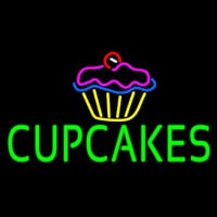 Green Cupcakes With Logo Neon Sign