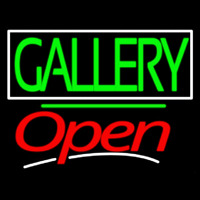 Green Gallery Block With Open 3 Neon Sign