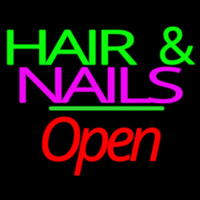 Green Hair And Nails Open Neon Sign