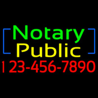 Green Notary Public With Phone Number Neon Sign