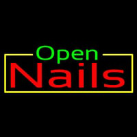 Green Open Nails Neon Sign