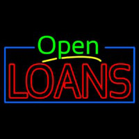 Green Open Red Double Stroke Loans Neon Sign