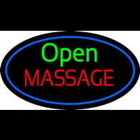 Green Open Red Massage Oval Blue Neon Sign