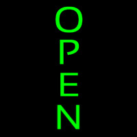 Green Open Vertical Neon Sign