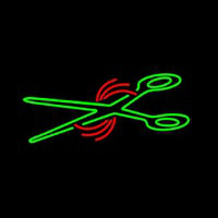 Green Scissor Logo Neon Sign