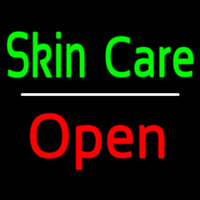 Green Skin Care White Line Red Open Neon Sign