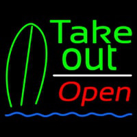 Green Take Out Bar Open Neon Sign